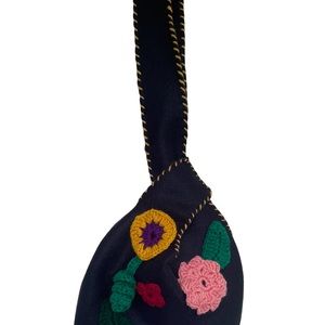 Batooli  Black large knot bag decorated